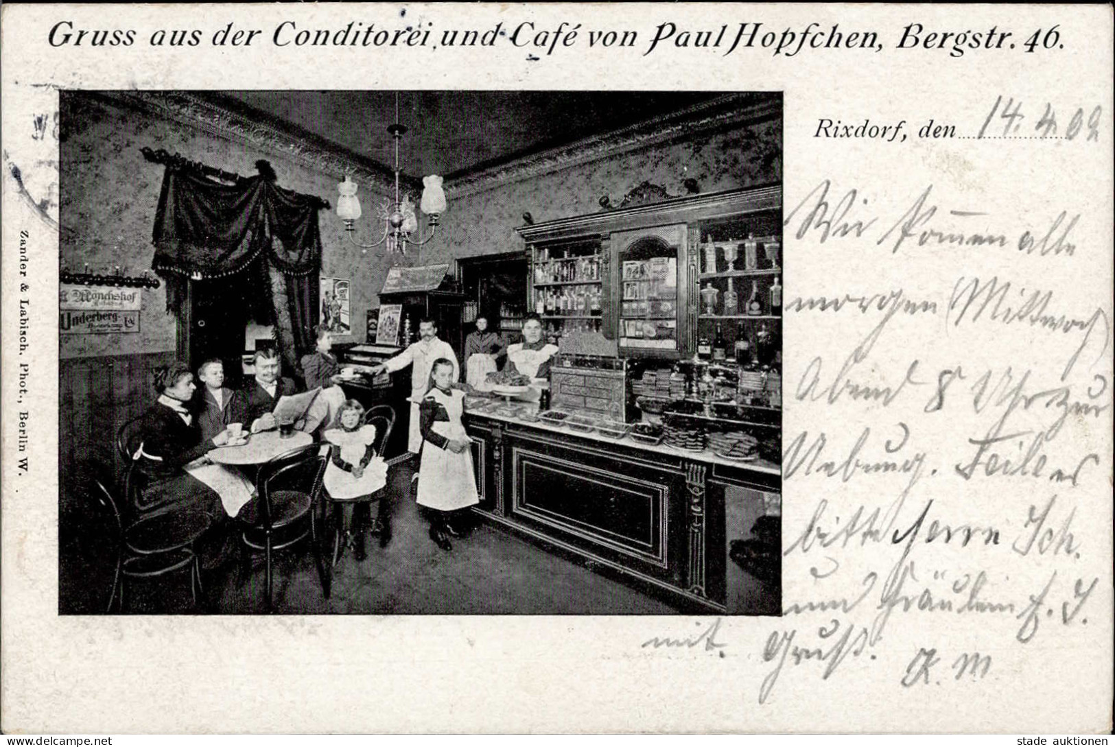 Berlin Rixdorf (1000) Cafe Hopfchen Bergstrasse 1902 I - Ploetzensee