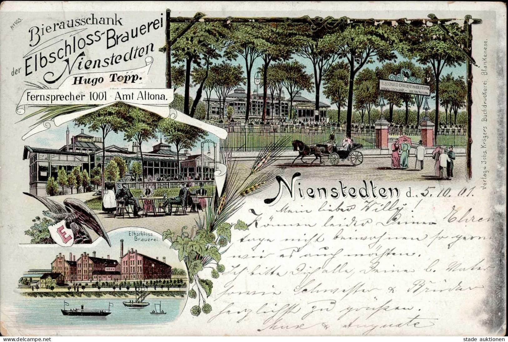 Hamburg Nienstedten (2000) Gasthaus Zur Elbschloss-Brauerei 1901 II (Stauchungen) - Autres & Non Classés