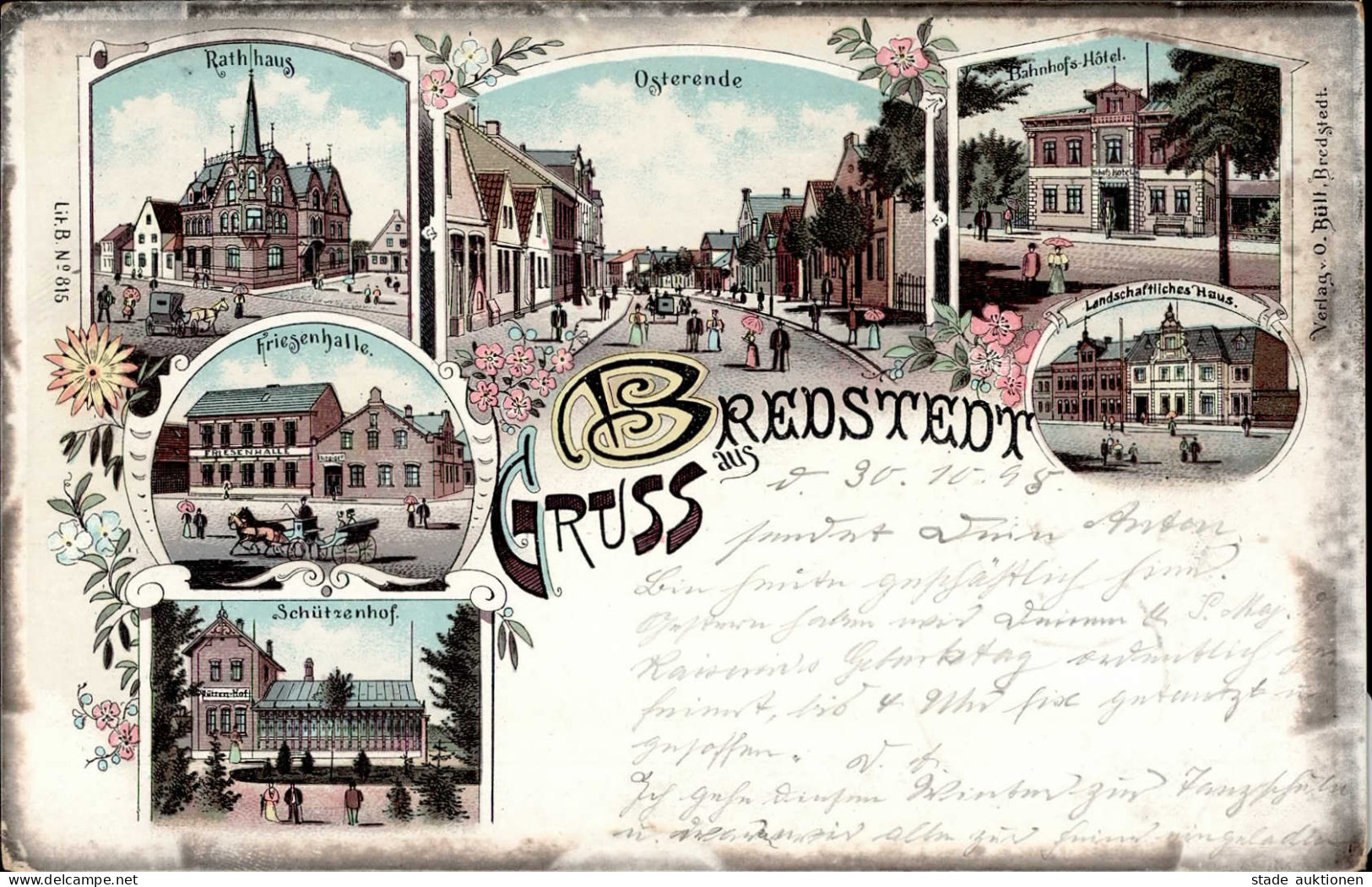 Bredstedt (2257) Rathaus Bahnhofshotel Schützenhaus 1898 II (kleine Stauchung) - Autres & Non Classés