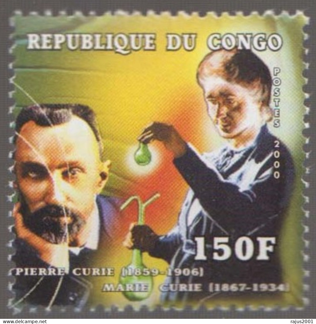 Pierre And Marie Curie, Discovery Of Radium And Polonium Nobel Prize Cancer Disease Chemistry Physics MNH Congo - Chemistry