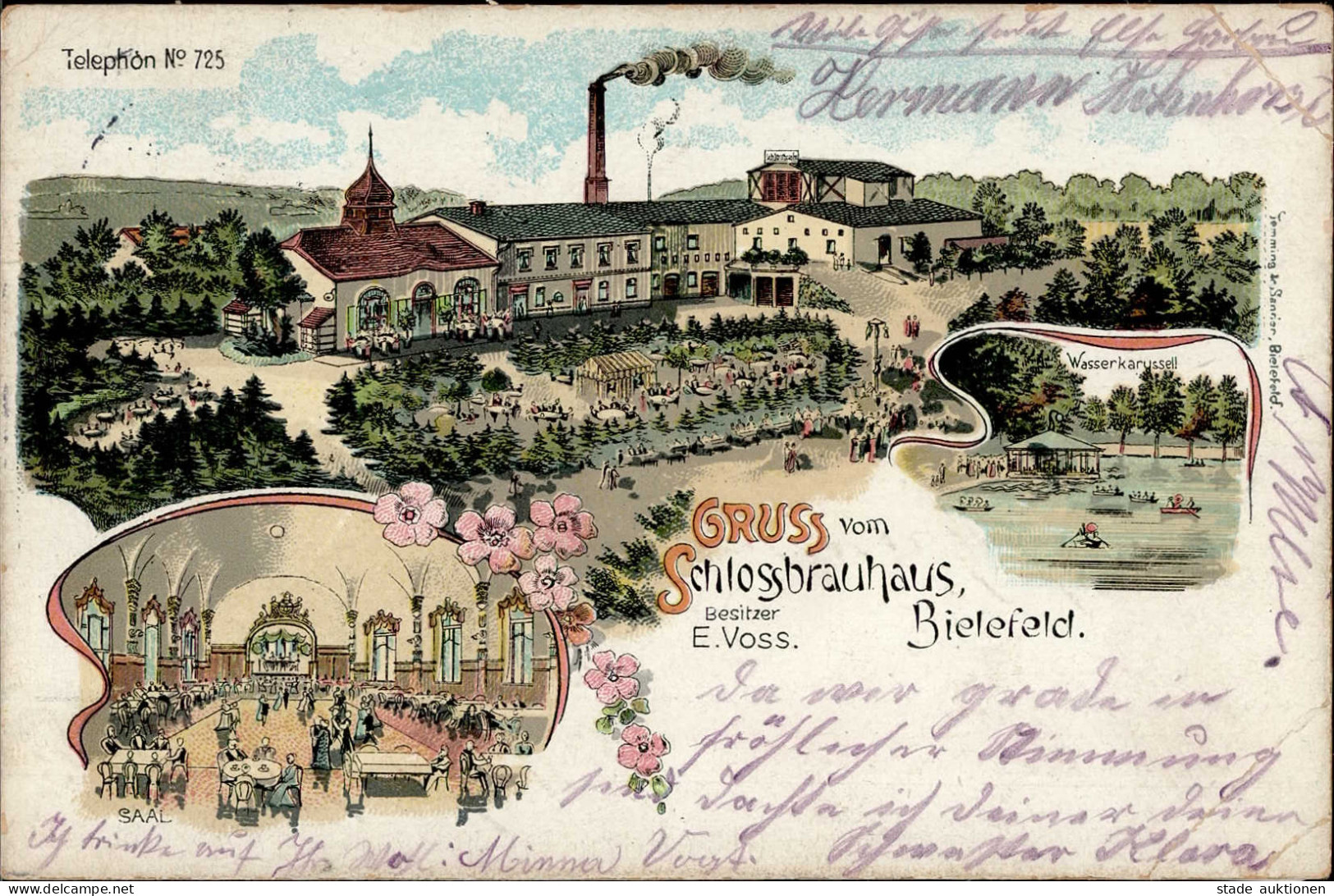 Bielefeld (4800) Gasthaus Zum Schlossbrauhaus 1905 II- (Stauchungen) - Bielefeld