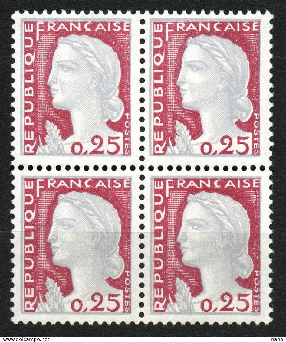 Y&T N° 1263 - 25 C. - Marianne De Decaris - Année 1960 - Bloc De 4 Ex - Neuf ** - 1960 Marianne De Decaris