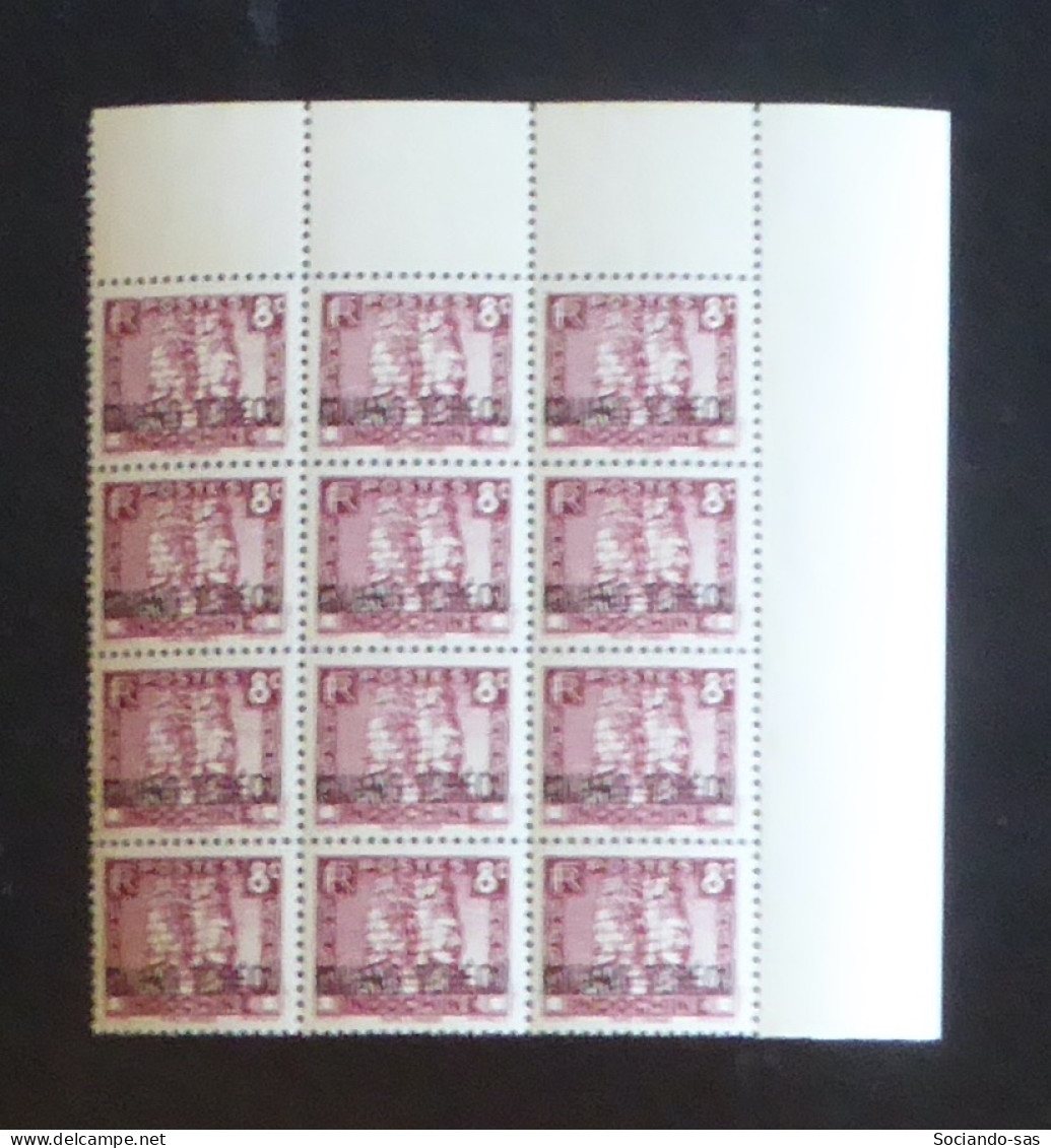 KOUANG-TCHEOU - 1941-42 - N°YT. 129 - Angkor 8c Brun - Bloc De 12 Bord De Feuille - Neuf Luxe ** / MNH / Postfrisch - Unused Stamps