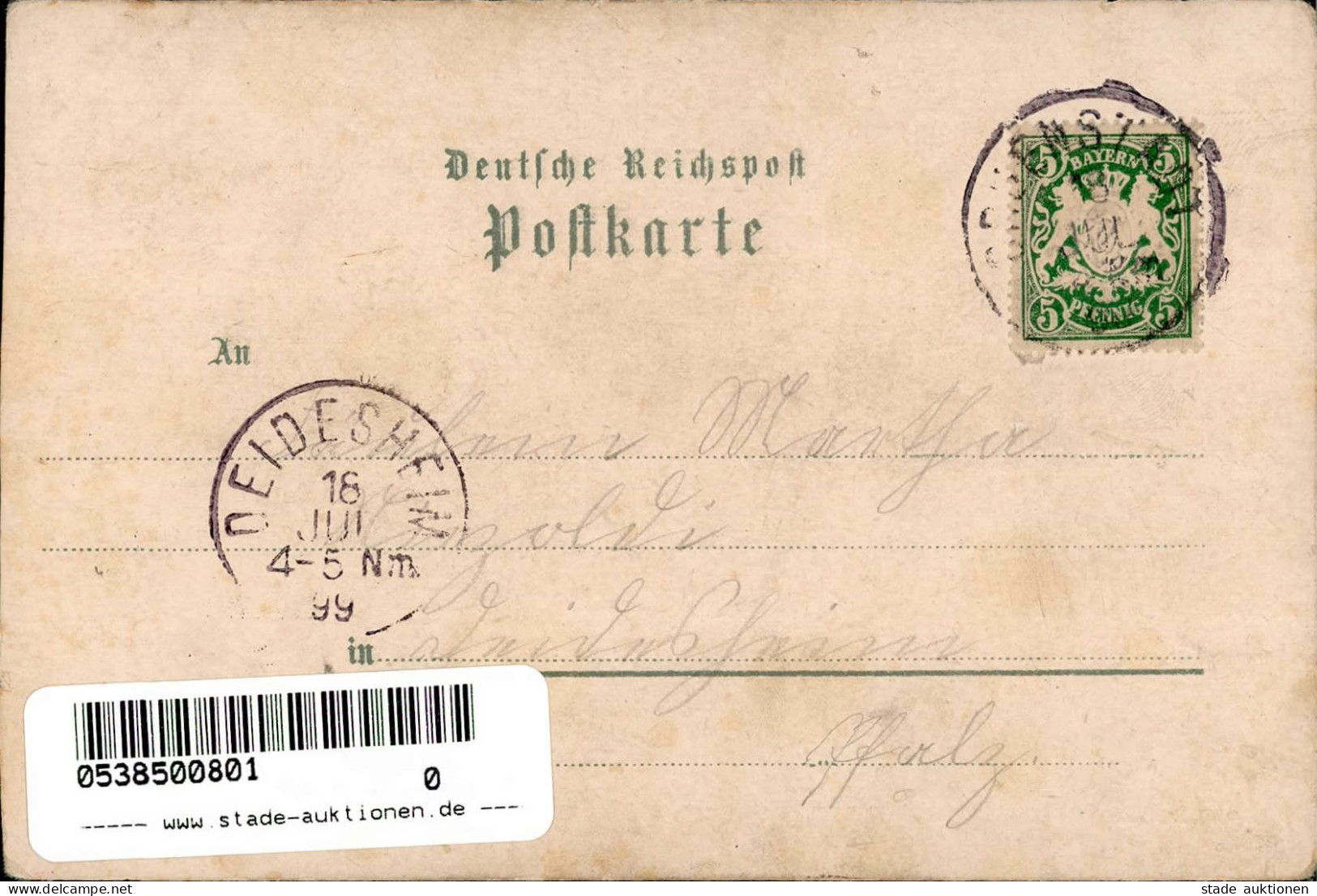 Grünstadt (6718) Postamt  Bahnhof Hauptstrasse 1899 II (fleckig, Ecken Abgestossen) - Sonstige & Ohne Zuordnung