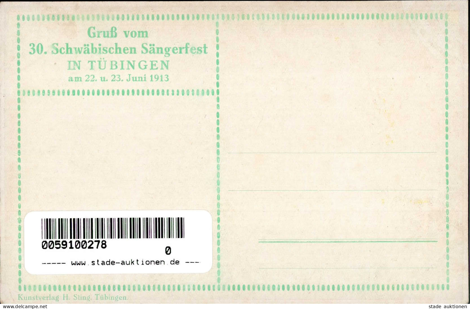 Tübingen (7400) 30. Schwäbisches Sängerfest 22. Bis 23. Juni 1913 II (kleine Stauchung) - Andere & Zonder Classificatie