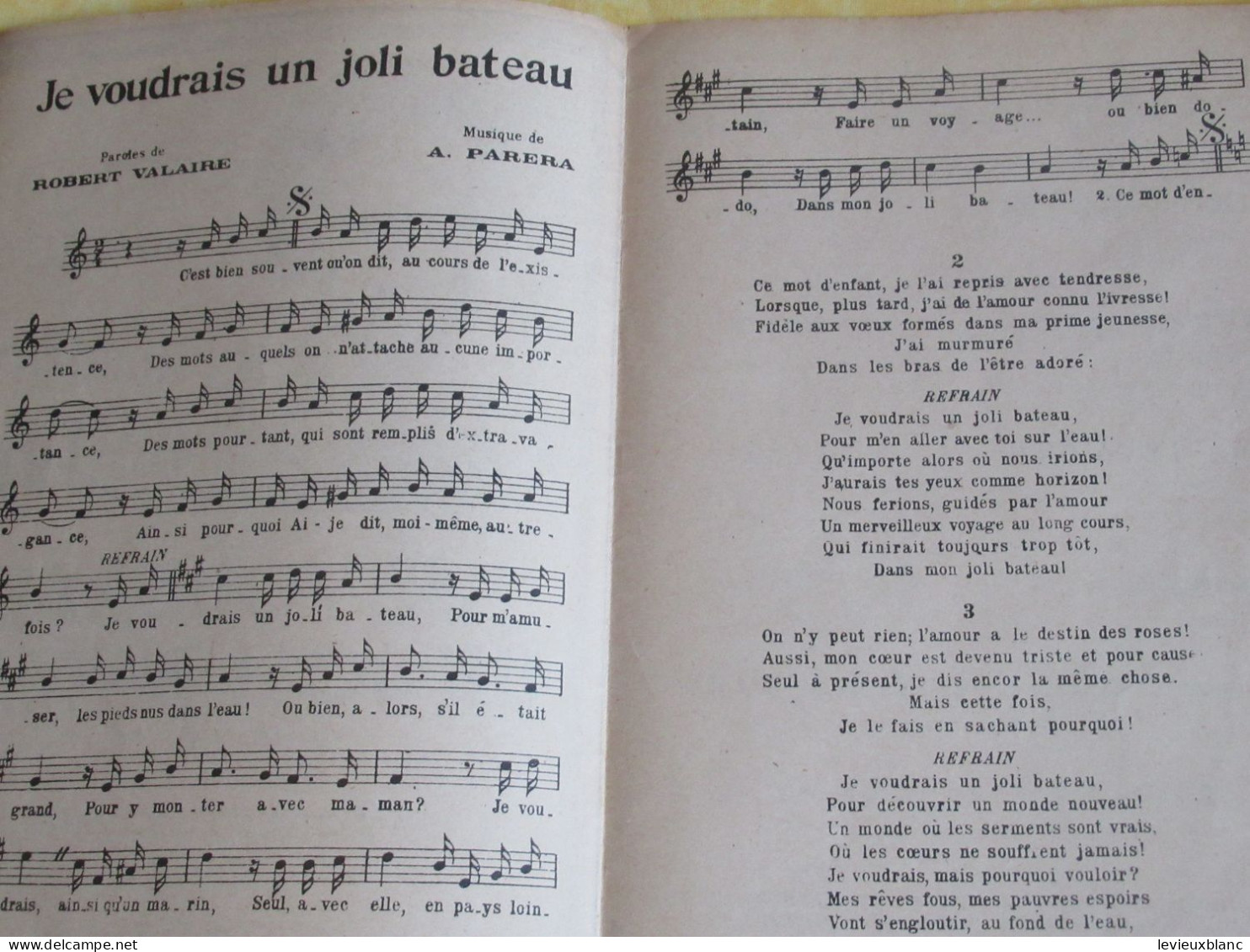 Partition/Je Voudrais Un Joli Bateau/Charlotte DAUVIA/Tango Chanté/Valaire-Parera/Ed. Vedette-Paris/ 1934        PART336 - Other & Unclassified