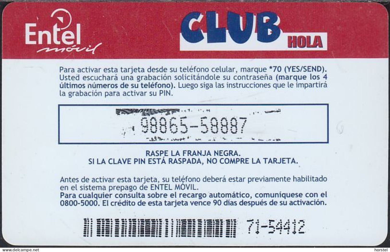 Bolivien - Bolivia - Entel - Prepaid Bs 50 - Hola - Man With Key ( Plastic) Reverse 1 - Bolivie