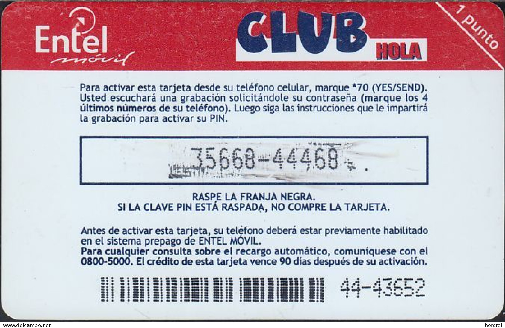 Bolivien - Bolivia - Entel - Prepaid Bs 50 - Hola - Man With Key ( Plastic) Reverse 2  ( 1 Punto) - Bolivia