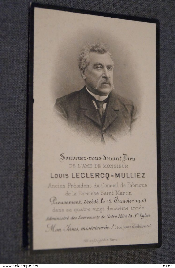 Mulliez Louis Leclerc,mort à Saint Martin En 1908 à L'age De 82 Ans - Décès