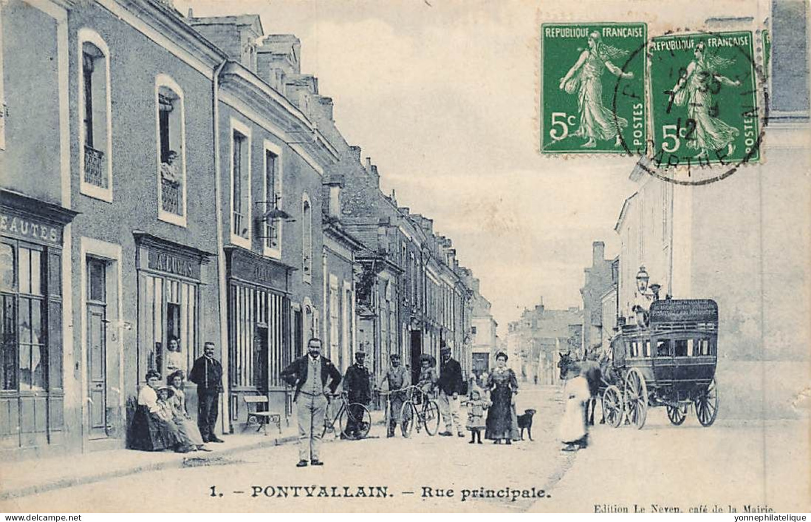 72 - SARTHE - PONTVALLAIN - Rue Principale - Diligence Correspondance Mansigné - Animation - 10493 - Pontvallain