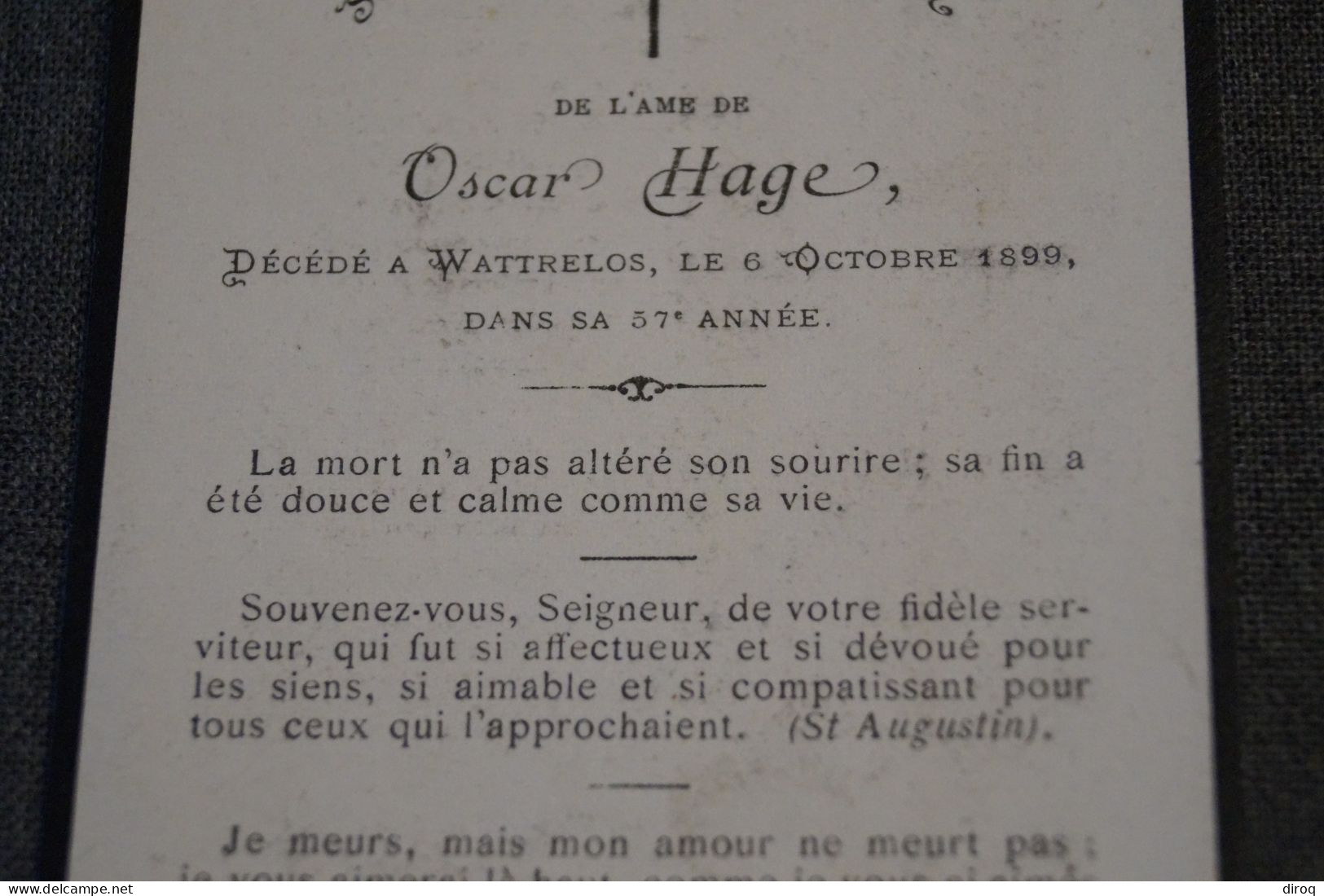 Hage Charlotte Décédée à Wattrelos En 1902 à L'age De De 62 Ans - Obituary Notices