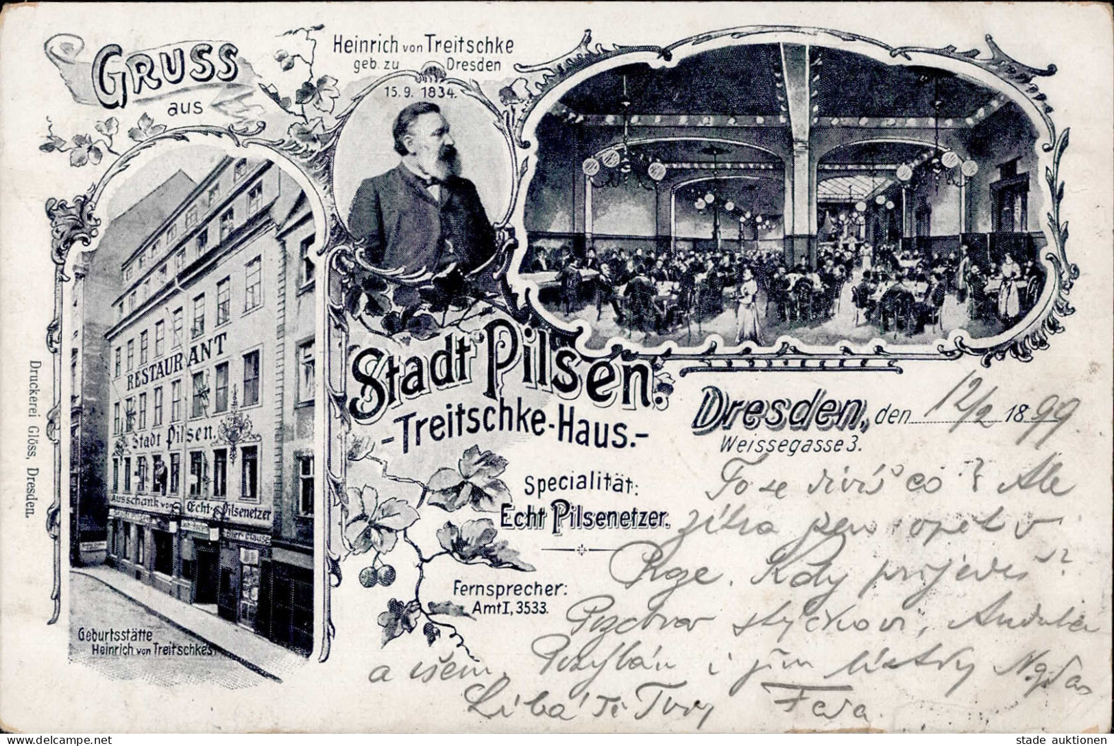 Dresden (o-8000) Gasthaus Zur Stadt Pilsen Weissegasse 1899 II (kleine Stauchungen) - Dresden