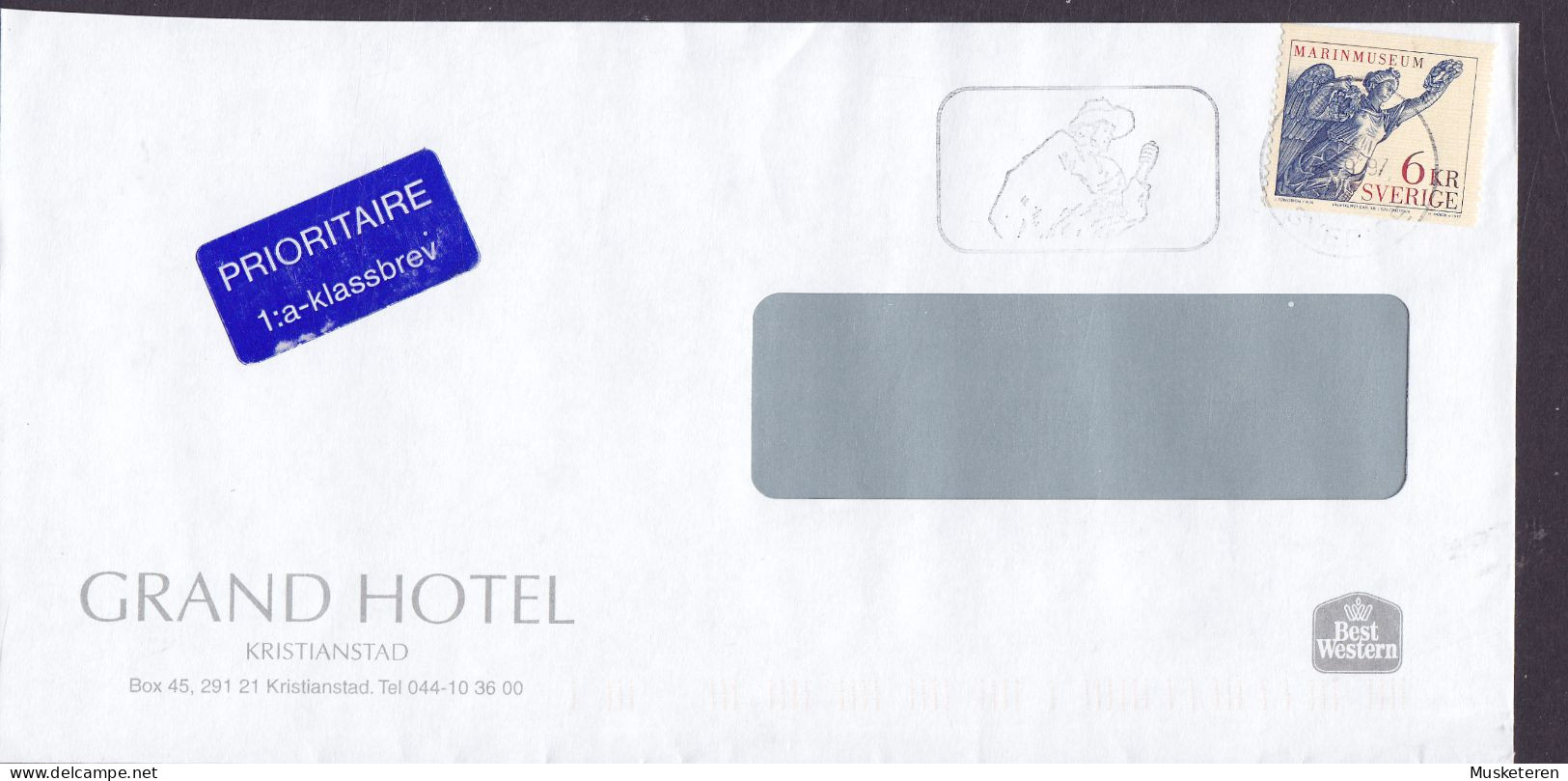 Sweden GRAND HOTEL 'Best Western' PRIORITAIRE Label 1997 Cover Brief Lettre Marinemuseum Stamp - Storia Postale