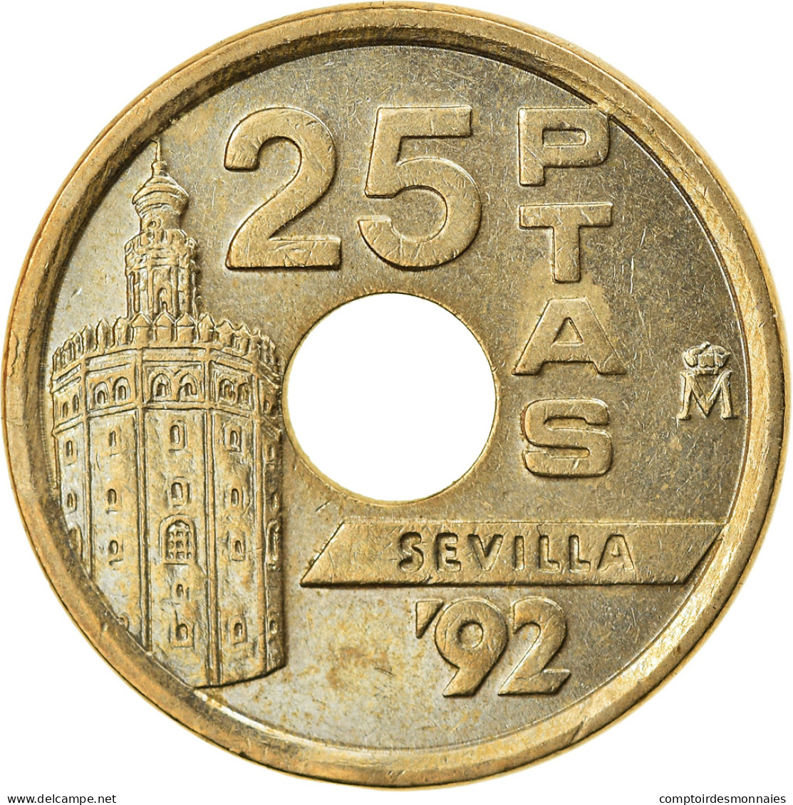 Monnaie, Espagne, Juan Carlos I, 25 Pesetas, 1992, Madrid, SUP, Aluminum-Bronze - 25 Pesetas
