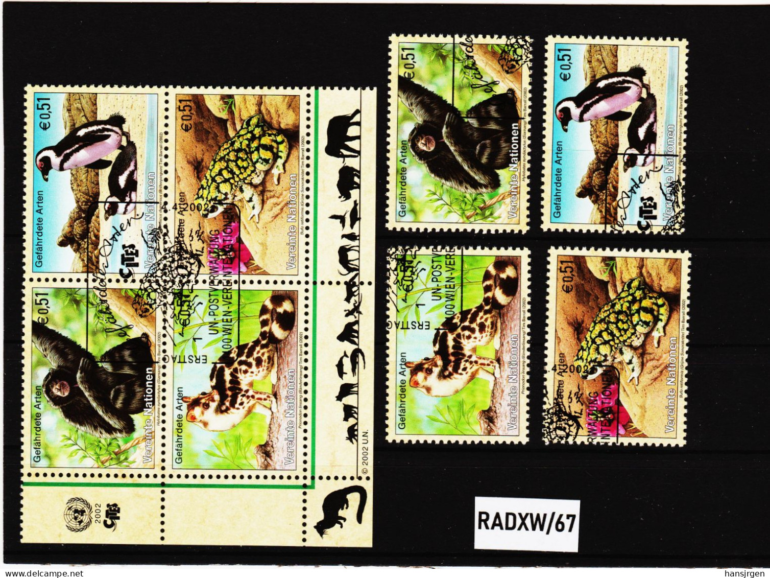 RADXW/67 VEREINTE NATIONEN UNO WIEN 2002  MICHL 357/60 SATZ  + VIERERBLOCK  Gestempelt Siehe ABBILBUNG - Used Stamps