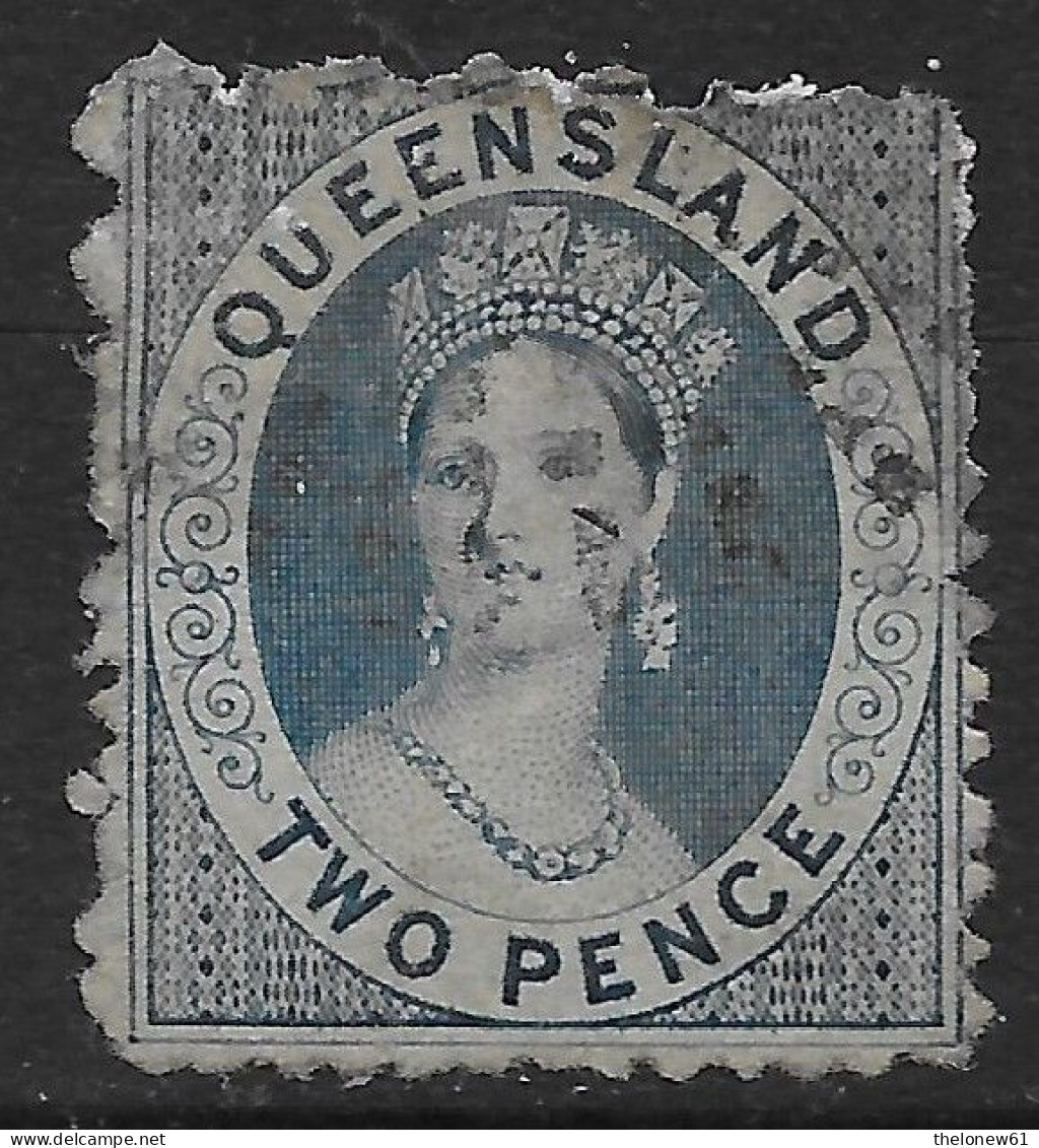 Australia 1863 Queensland Queen Victoria Perf 12½ X 13 2P Mi N.14 US - Gebruikt