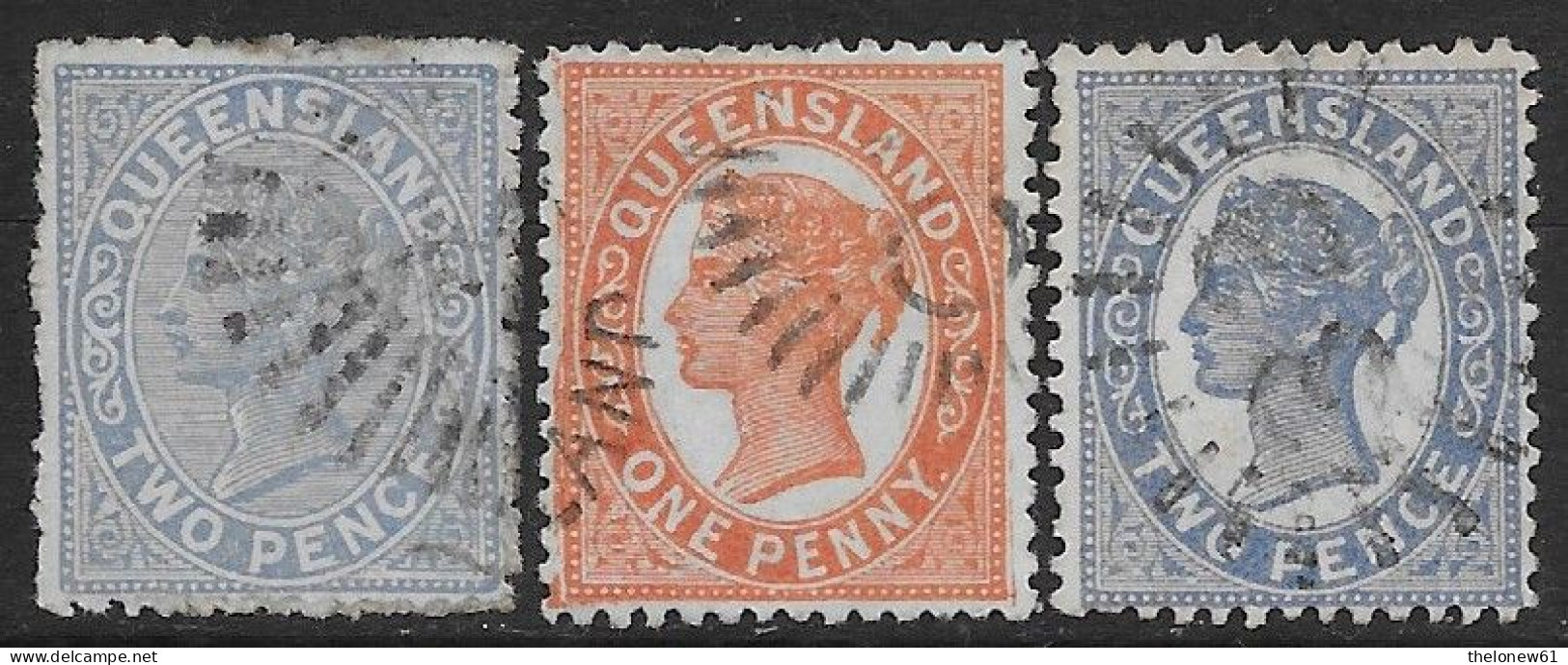 Australia 1894 Queensland Queen Victoria 3val Mi N.80,84-85 US - Gebruikt