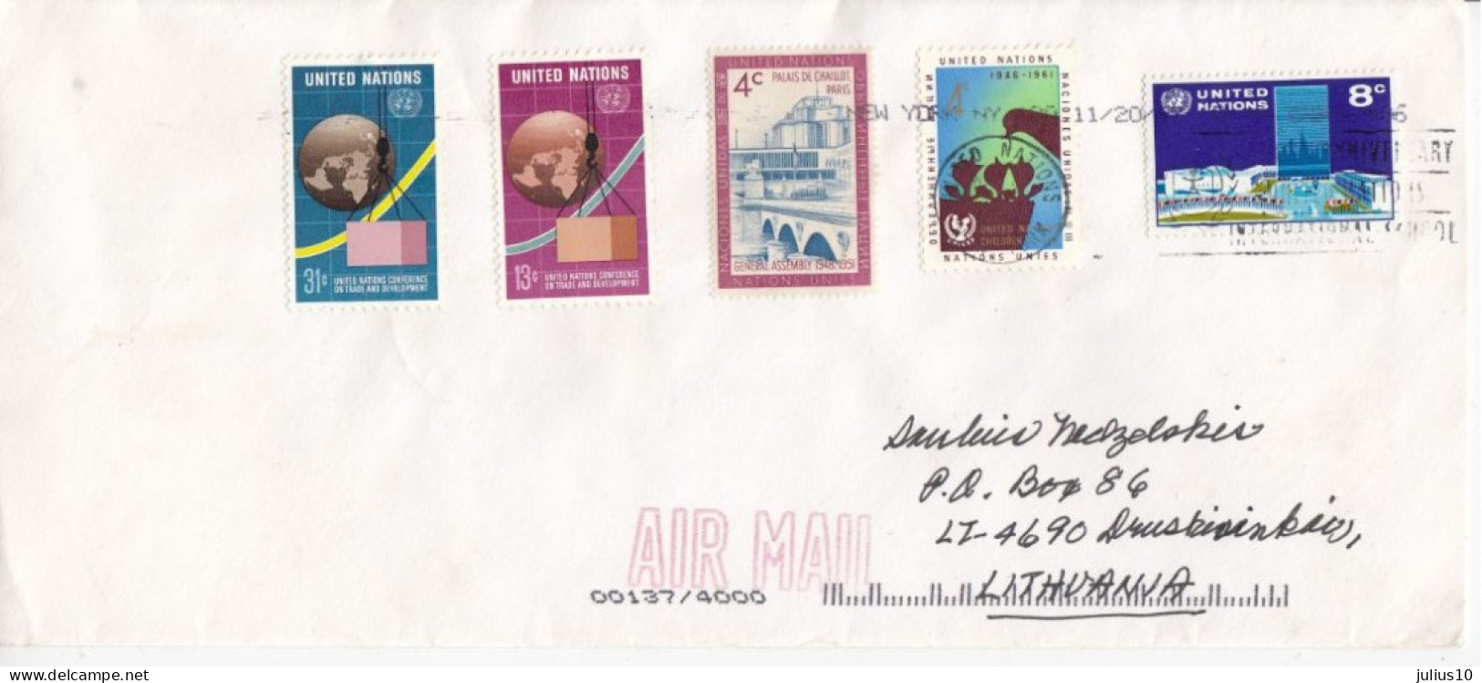 UNITED NATIONS Airmail Cover To Lithuania Nice Franking #3589 - Poste Aérienne