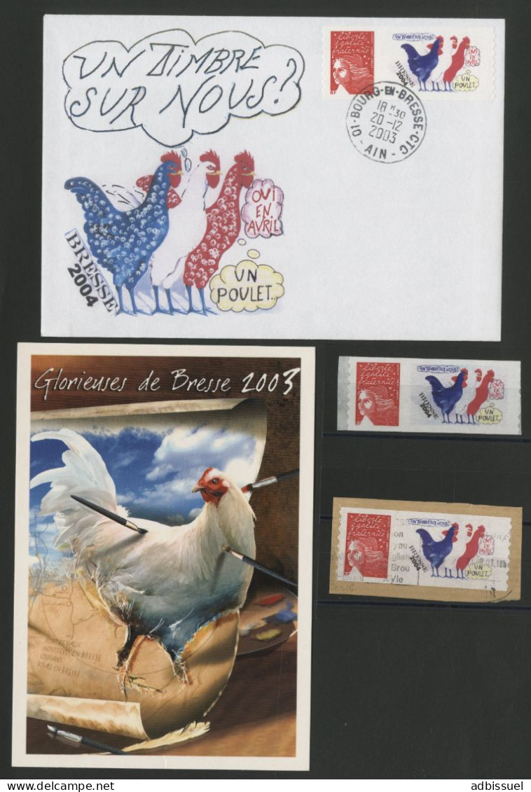 VIGNETTE PERSONNALISEE N° 3729A POULET DE BRESSE 2004 Trois Exemplaires Voir Description - Unused Stamps