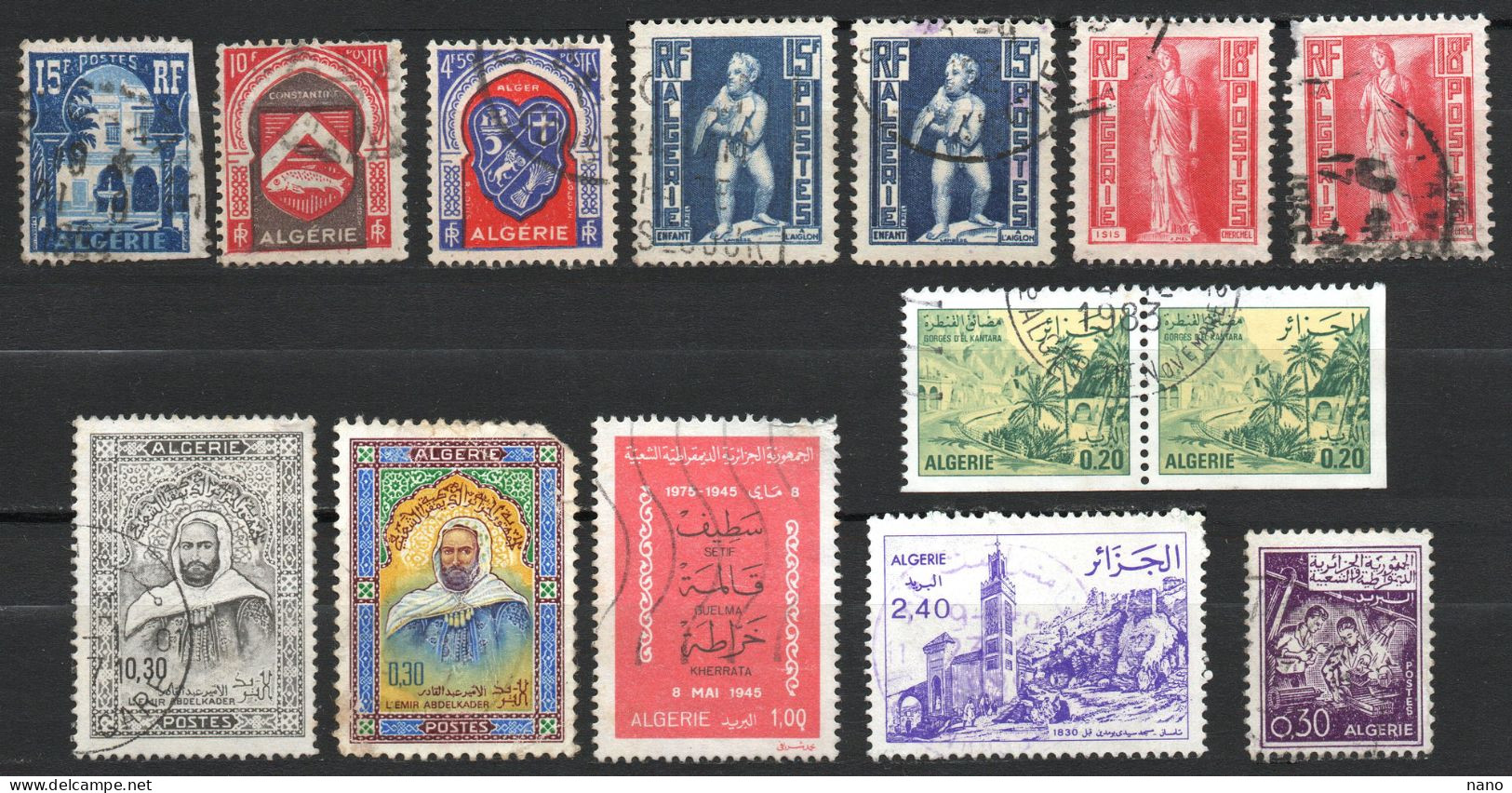 Algérie (ex-colonie Française) Et Algérie Indépendante - 14 Timbres - Divers - Usati