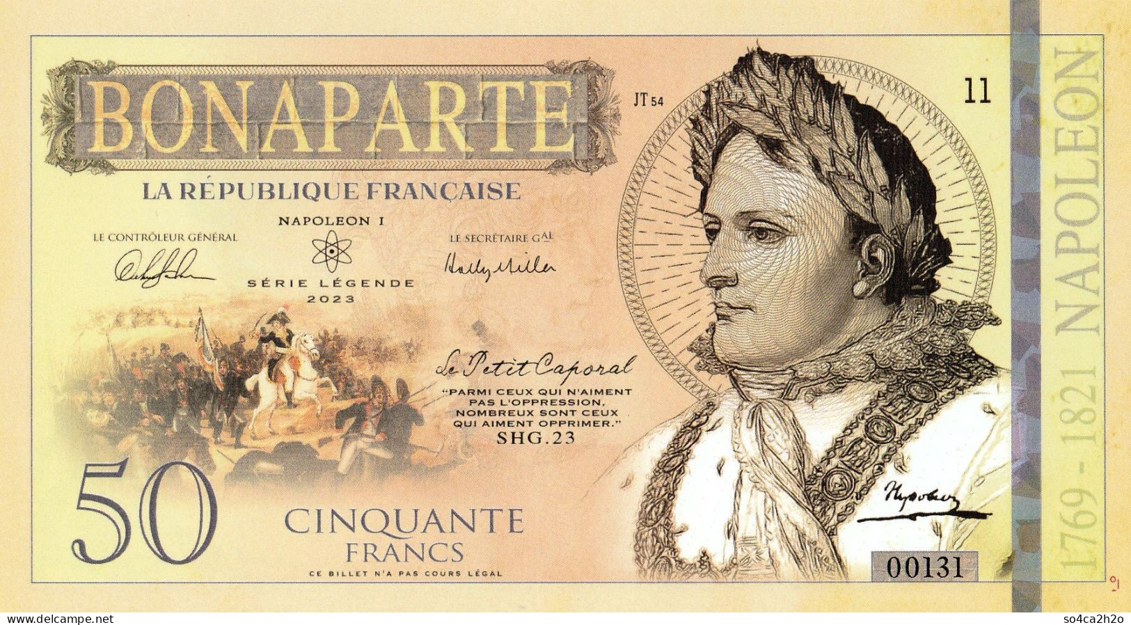 50 Francs 2023 Série Légende Du Monde NAPOLEON BONAPARTE  Emission Privée Et Limitée - Ficción & Especímenes