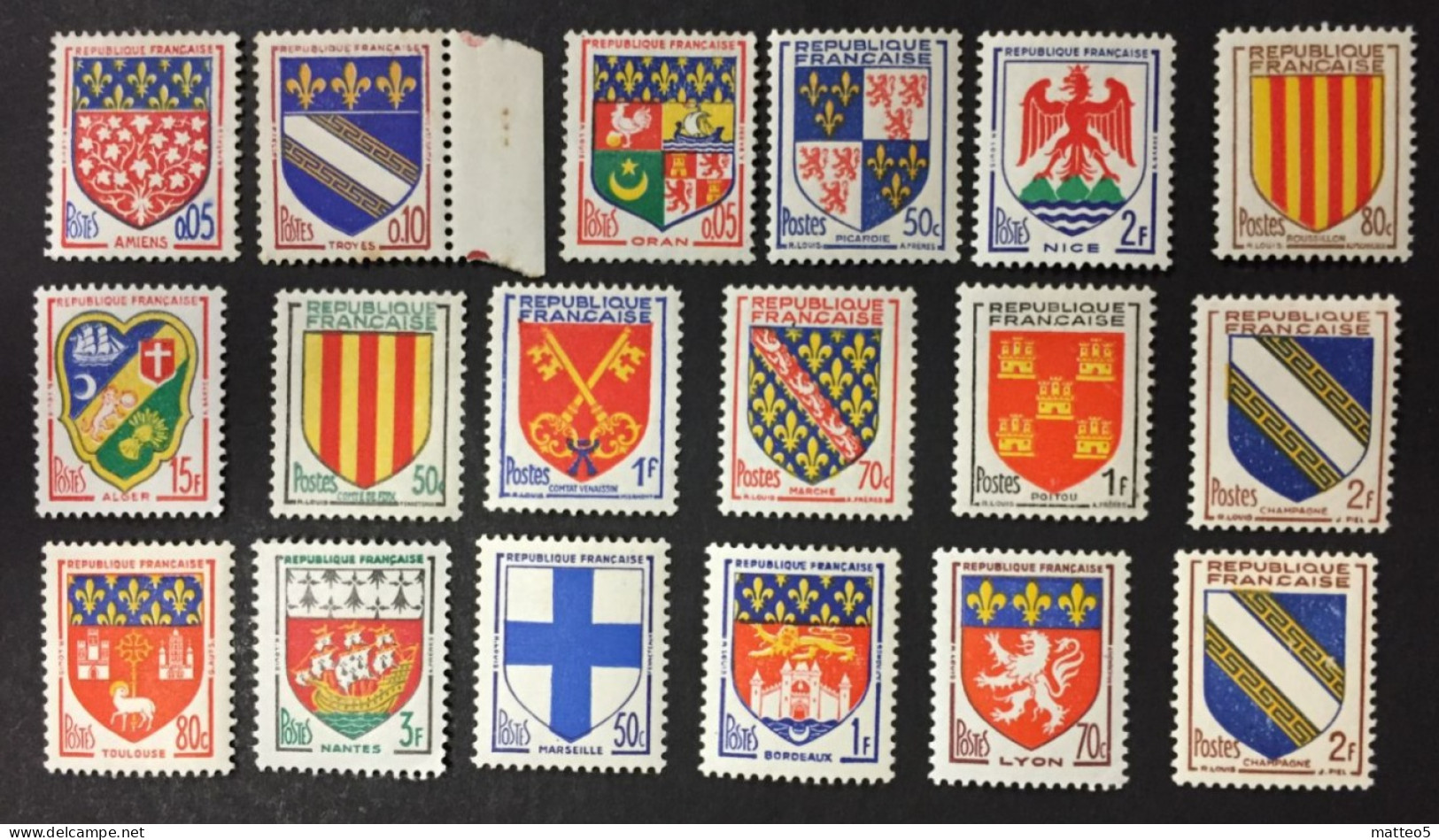 1958 /60 France - Coat Of Arms Of Provinces - 18 Stamps Unused - 1941-66 Armoiries Et Blasons