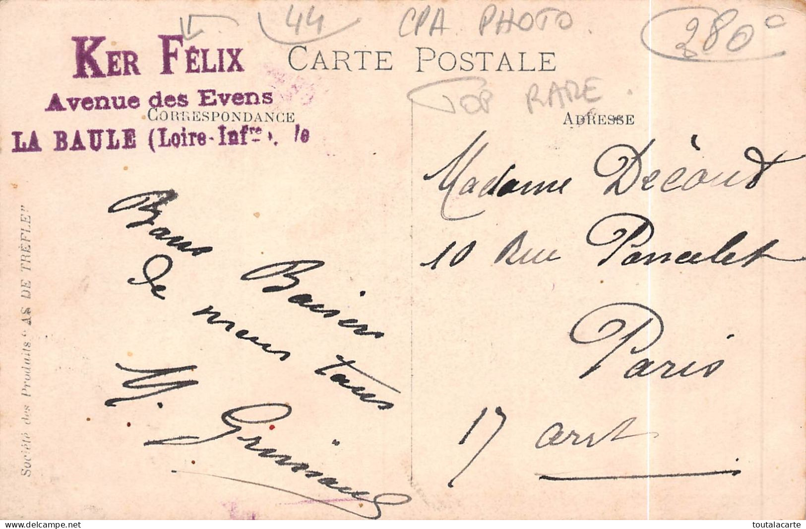 CARTE PHOTO KER FELIX AVENUEDES EVENS LA BAULE  Très Beau Plan - La Baule-Escoublac