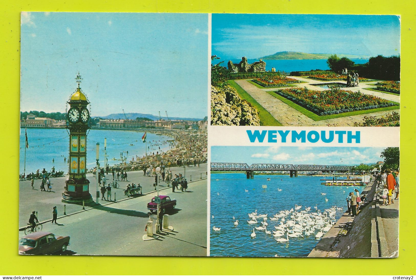 WEYMOUTH Jubilee Clock Old Castle Gardens The Swans Voitures Cars Ford Anglia ? VOIR ZOOM Belle Horloge VOIR DOS - Weymouth