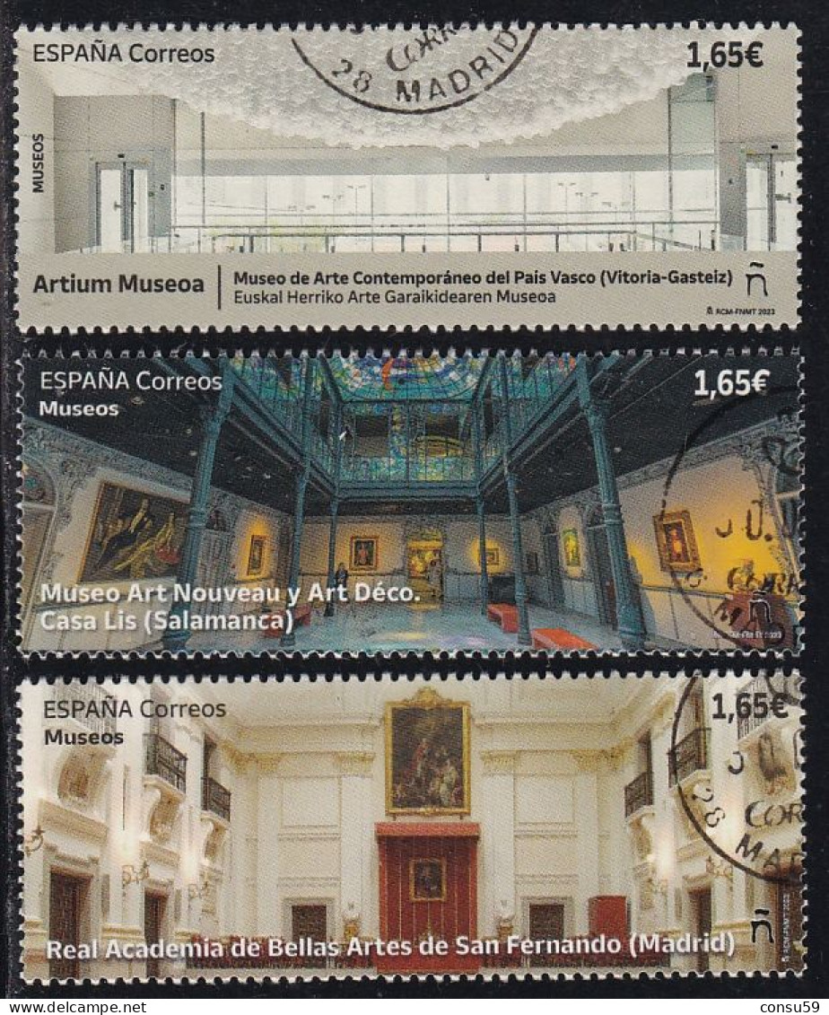 2023-ED. 5667 A 5669 - Museos. Arte Contemporáneo Del País Vasco. Vitoria-Art Nouveau Y Déco. Casa Lis. Salamanca-Bellas - Used Stamps