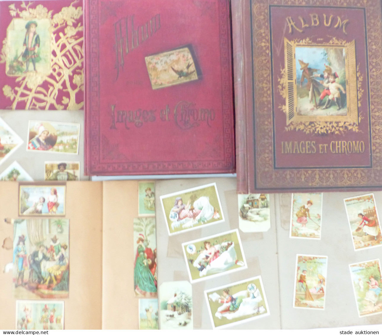 Chromo-Bildchen Glanzbilder Lot Mit Hunderten Alten Bildchen In 5 Alben - 500 Postcards Min.