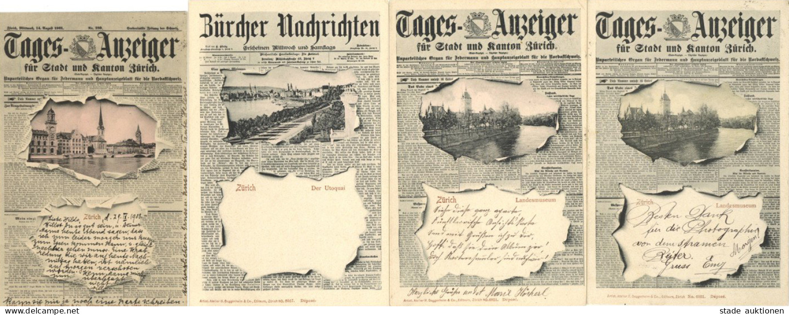 Zeitung Sammlung Im Album Mit über 230 Ansichtskarten I-II Journal - 500 Postales Min.