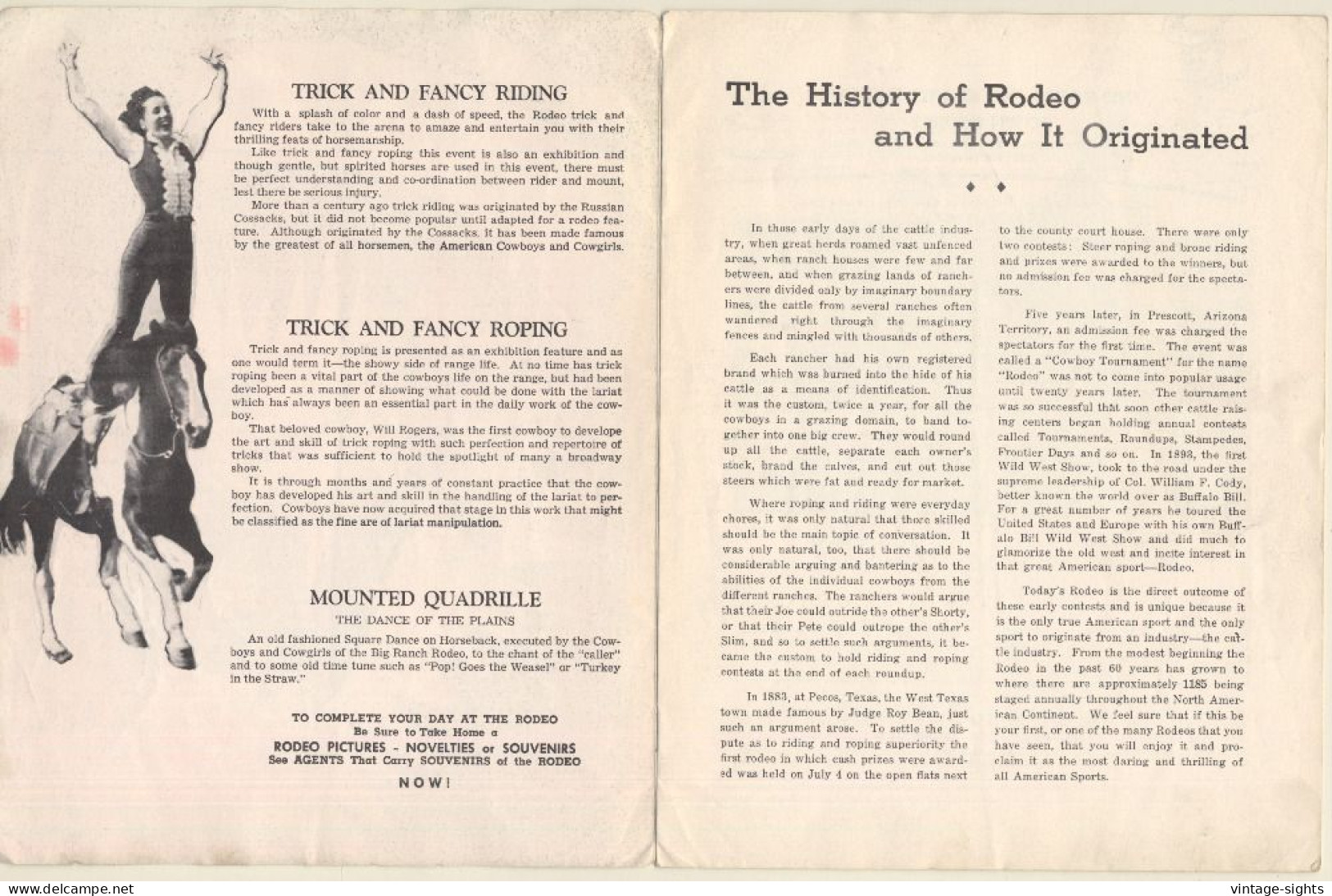 The Big Rodeo - Thrills And Spills / Official Guide (Vintage Booklet ~1940s/1950s) - Hipismo