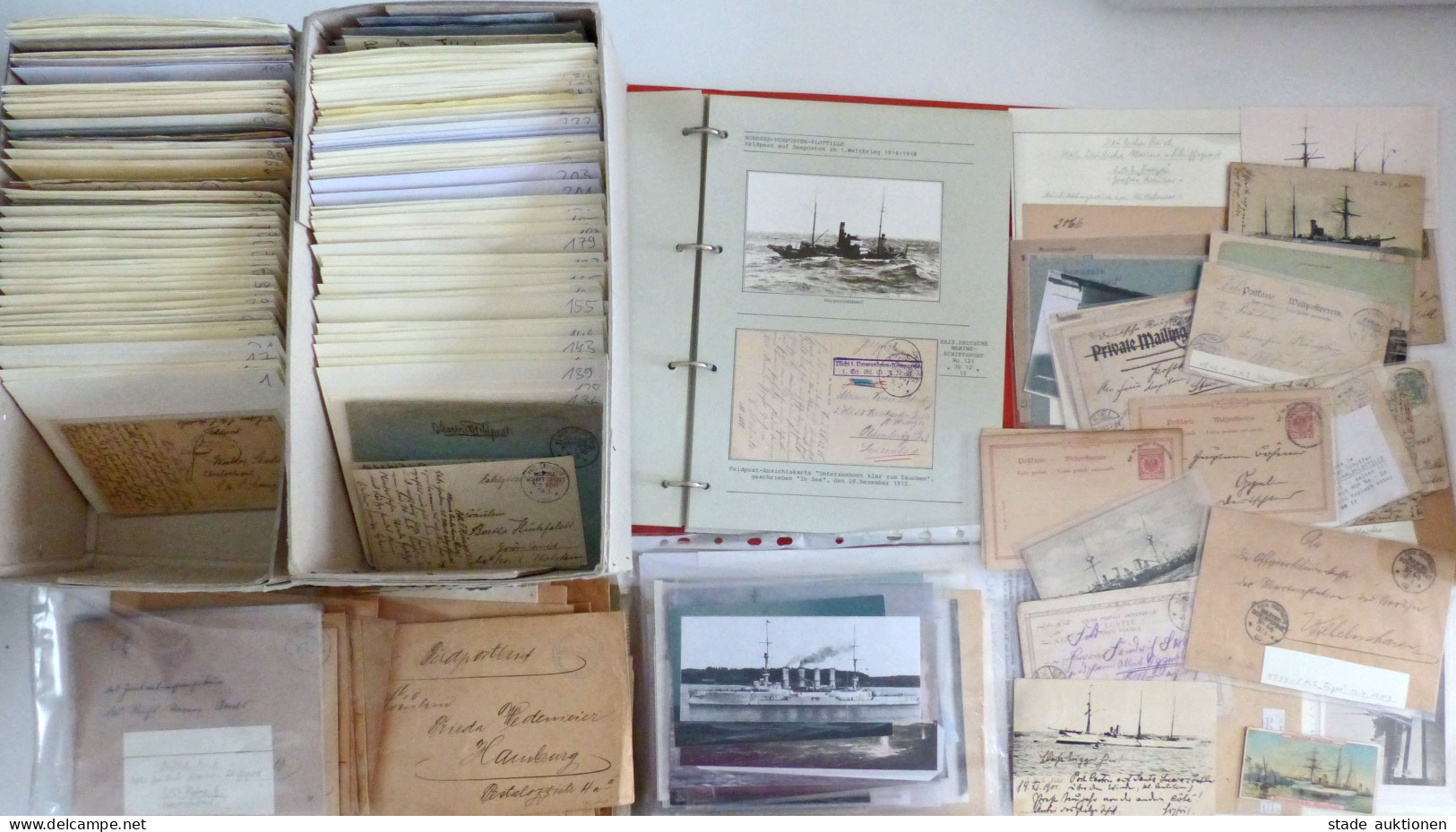 Deutsche Marine Schiffspost Sammlung Bis Ca. 1918 Umfangreich Mit Hunderten Belegen U. Postkarten In 3 Kartons, Teilweis - Other & Unclassified