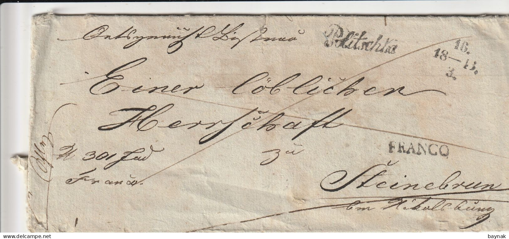 CZECH  --  POLITSCHKA  --  POLICKA  --  PREFILATELIC FOLDED LETTER  -  1843 - ...-1918 Vorphilatelie