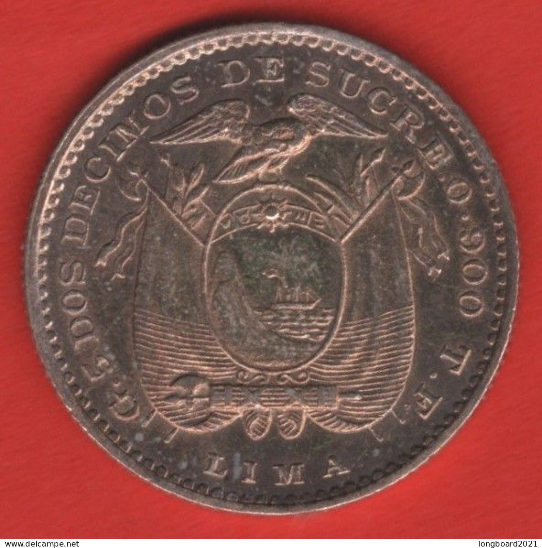 ECUADOR - 1 DECIMO 1894 -SILVER- - Ecuador