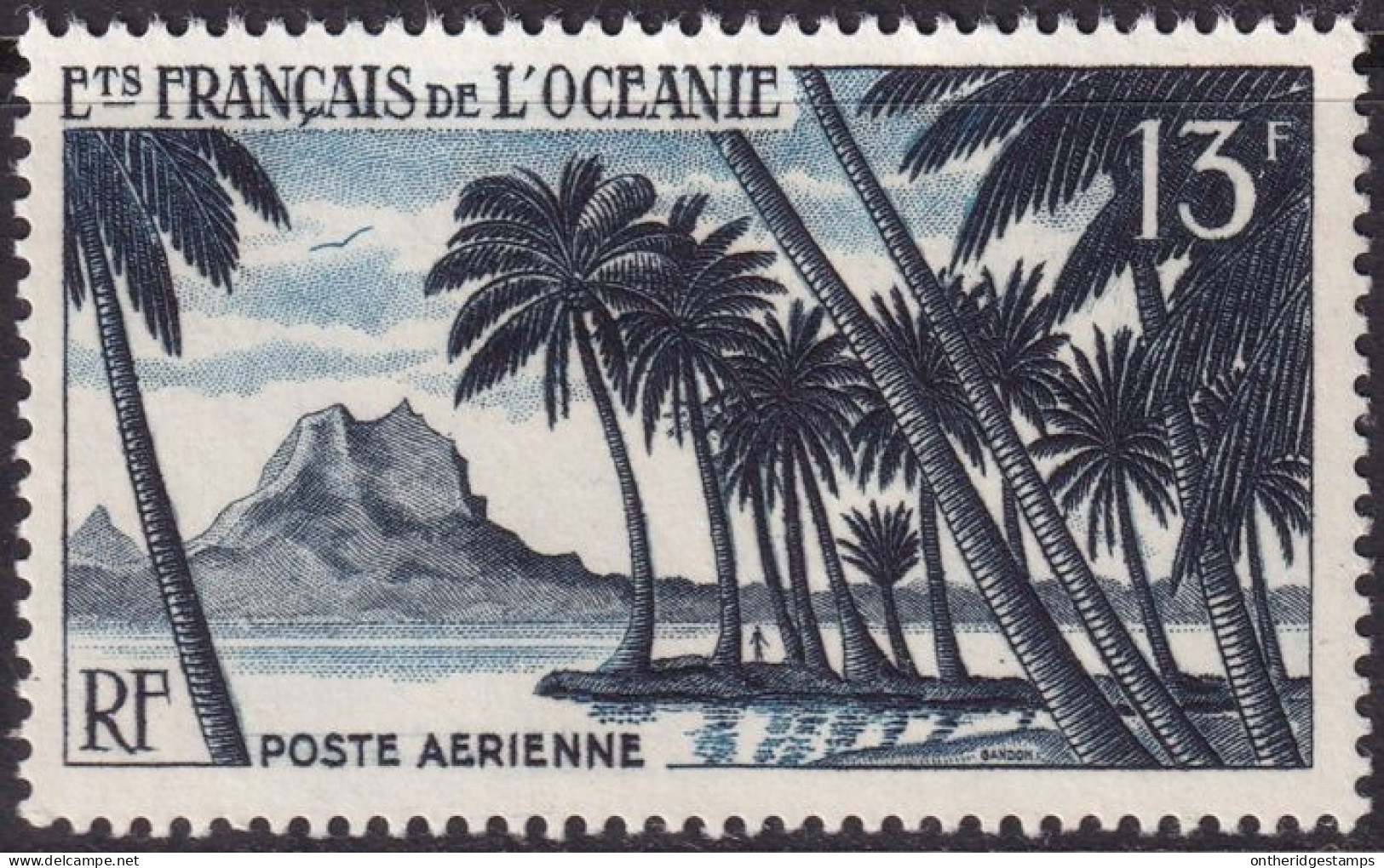 French Polynesia 1955 Sc C23 Oceanie Yt PA32 Air Post MLH* - Posta Aerea