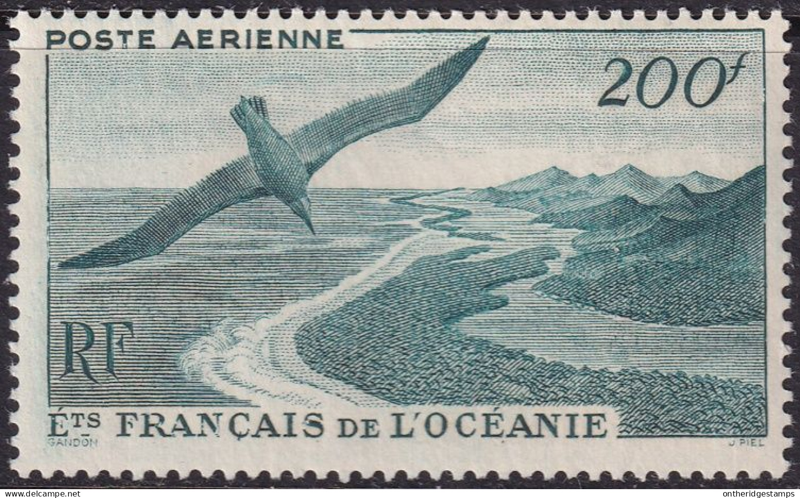 French Polynesia 1950 Sc C19 Oceanie Yt PA28 Air Post MLH* - Poste Aérienne