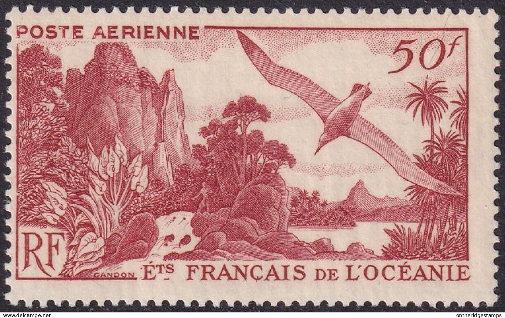 French Polynesia 1948 Sc C17 Oceanie Yt PA26 Air Post MLH* Light Crease - Posta Aerea