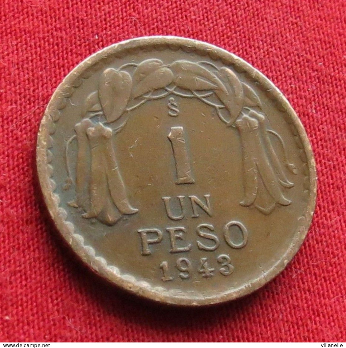 Chile 1 Un Peso 1943 KM# 179 *VT Chili - Chili