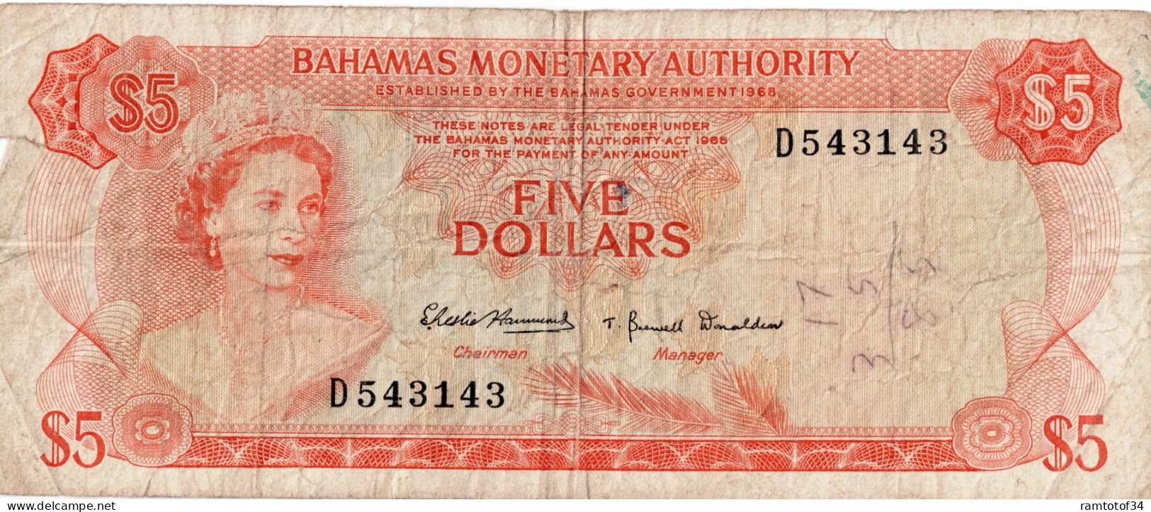 BAHAMAS - 5 Dollars 2018 - Bahama's