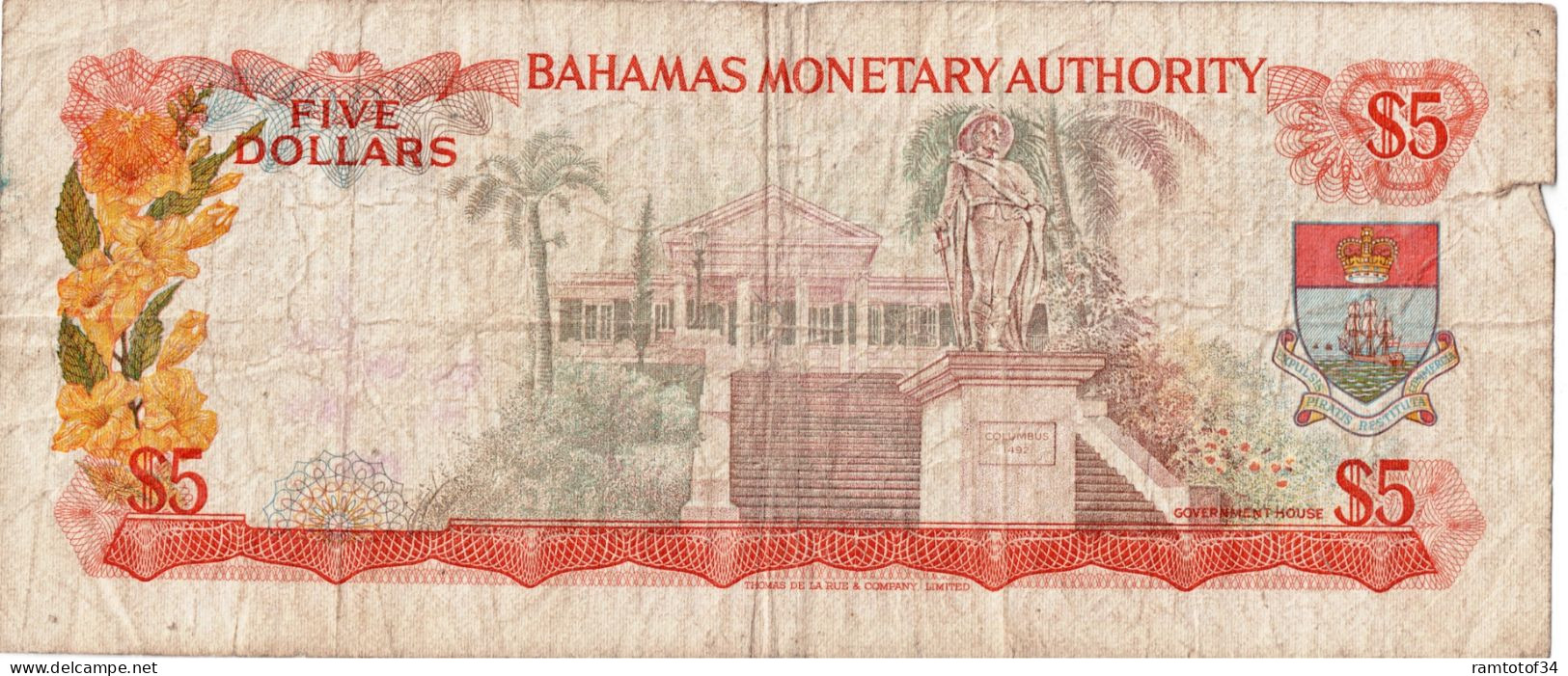 BAHAMAS - 5 Dollars 2018 - Bahama's