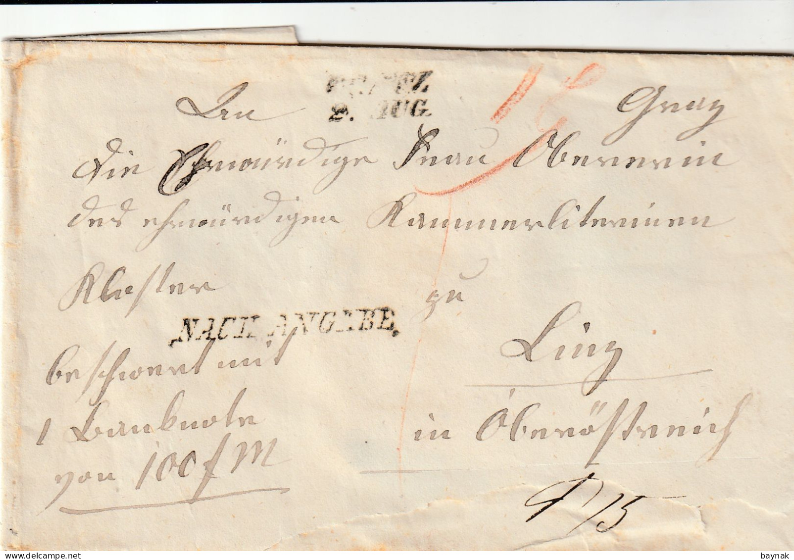 AS44  --  AUSTRIA  --  GRATZ, GRAZ  Nach LINZ  --   PREPHILATELIC FOLDED LETTER  --  FALTBRIEF - ...-1850 Voorfilatelie