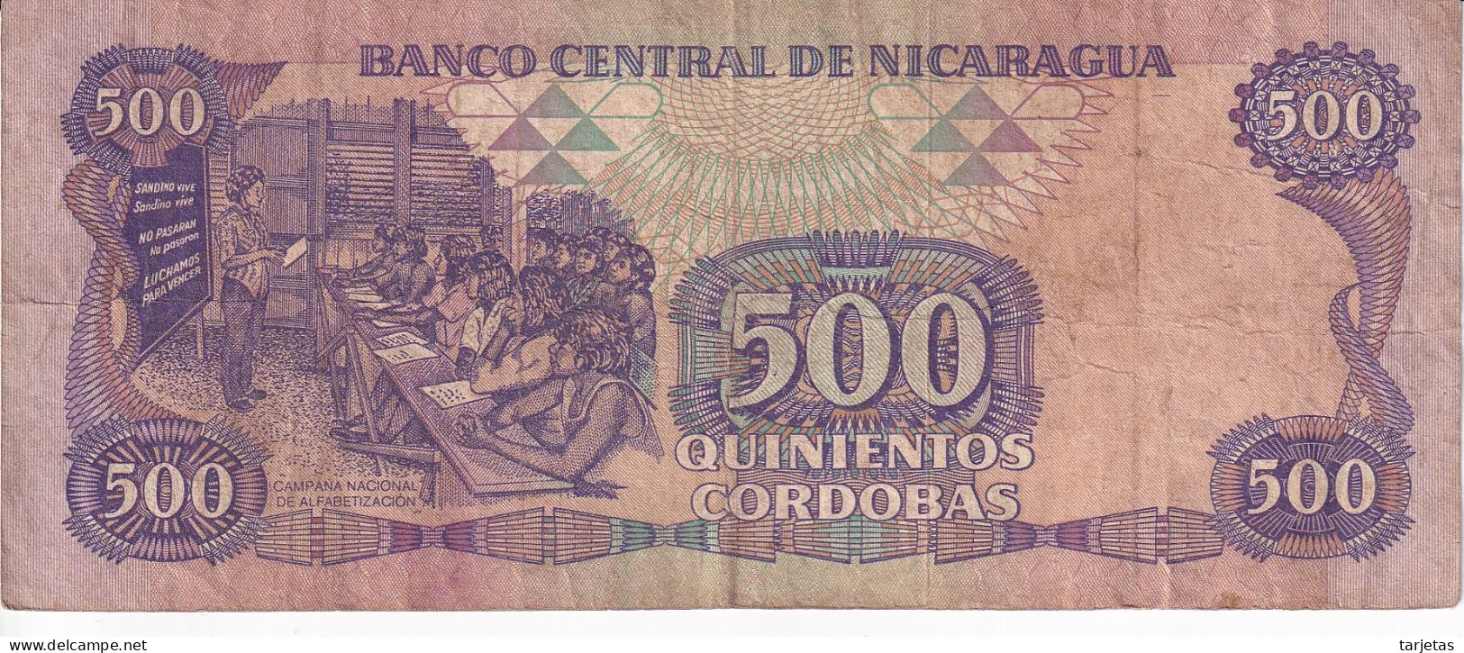 BILLETE DE NICARAGUA DE 500 CORDOBAS DEL AÑO 1985 (BANKNOTE) - Nicaragua