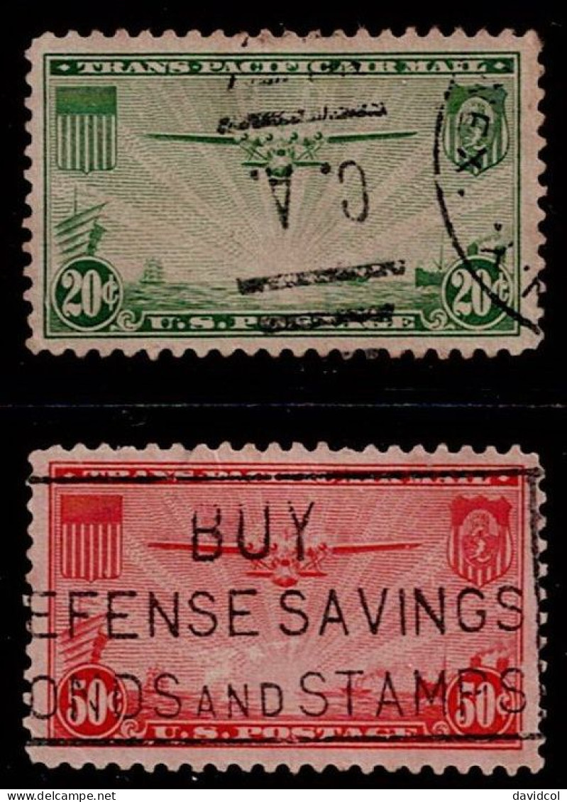 1913C- USA  1937- SC#:C21, C22 - USED - THE CHINA CLIPPER OVER THE PACIFIC - 1a. 1918-1940 Used