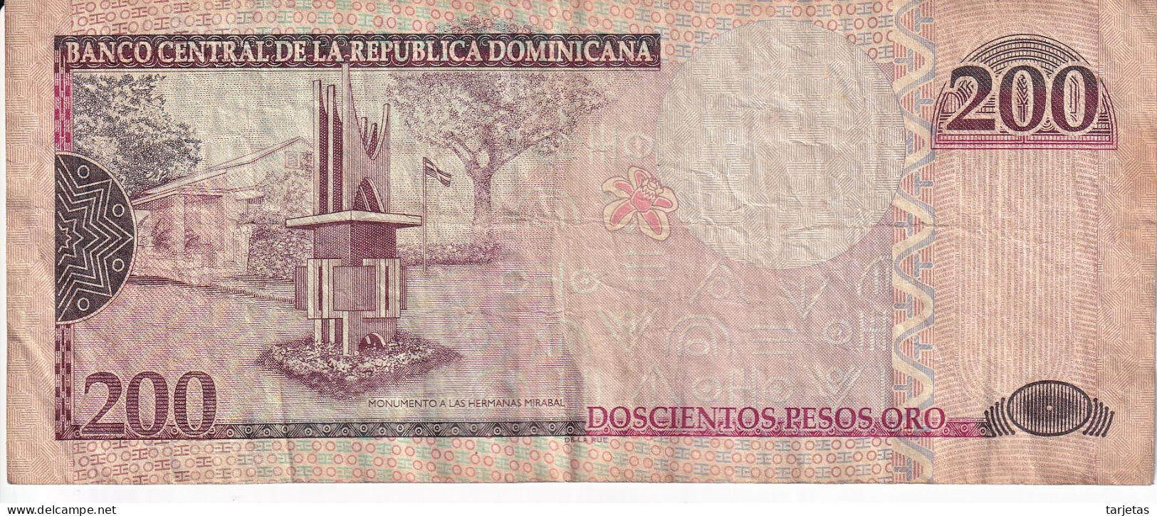 BILLETE DE REP. DOMINICANA DE 200 PESOS ORO DEL AÑO 2007 SERIE AY (BANKNOTE) - República Dominicana