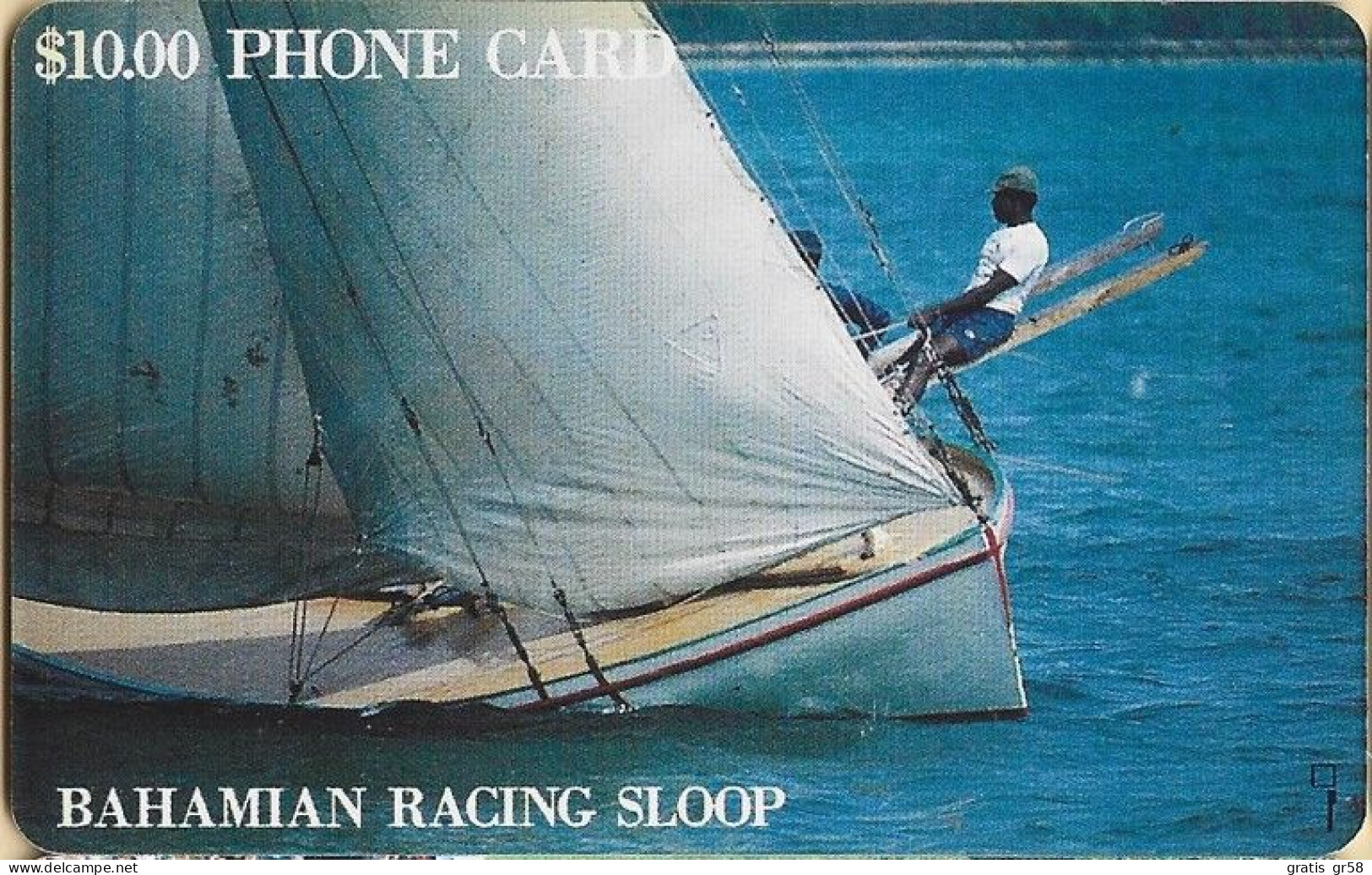 Bahamas - BS-BAT-0003Ca, Racing Sloop, GEM1B (Red), 10$, Double Moreno Logo, 1993, Used - Bahama's