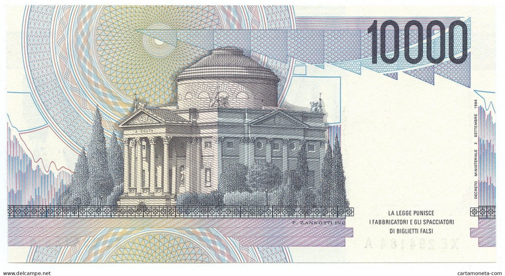 10000 LIRE B. D'ITALIA ALESSANDRO VOLTA SERIE SOSTITUTIVA XE 15/11/1994 FDS-/FDS - Altri & Non Classificati