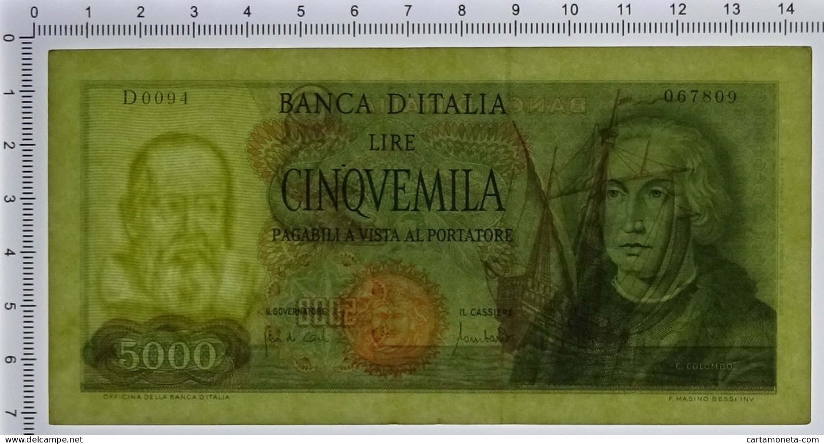 5000 LIRE CRISTOFORO COLOMBO I TIPO MEDUSA 20/01/1970 BB/SPL - Altri & Non Classificati