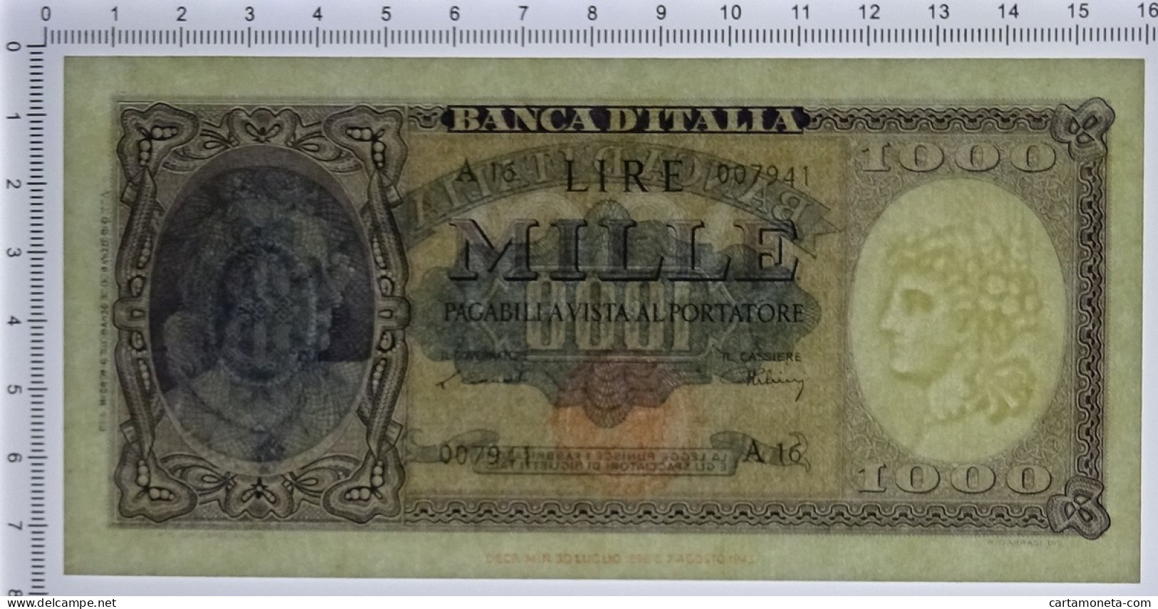 1000 LIRE ITALIA ORNATA DI PERLE TESTINA 20/03/1947 SPL+ - Altri & Non Classificati