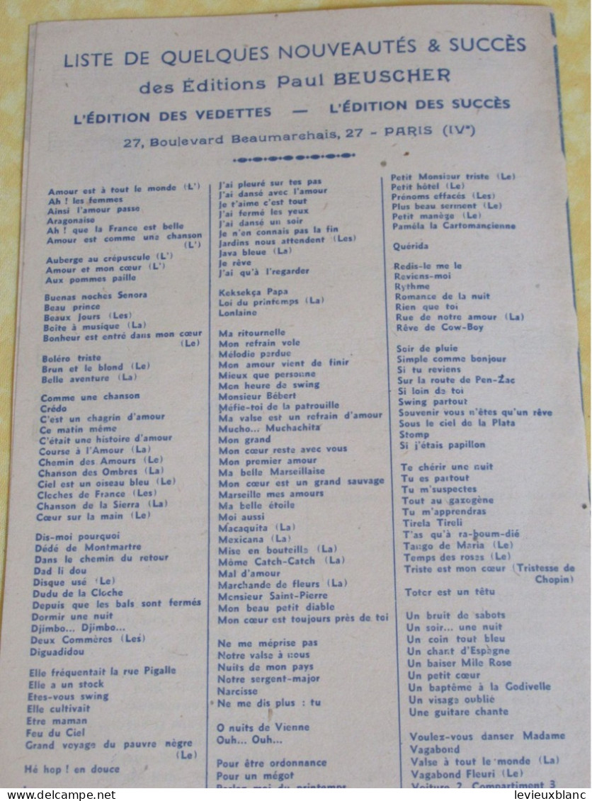 Partition/"Si Tu Revois Paris" /Vincent SCOTTO-H. Kubnick /Paul BEUSCHER / 1941      PART344 - Otros & Sin Clasificación